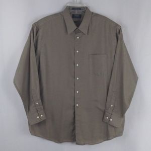 Haggar tan color button up shirt men's size 18.